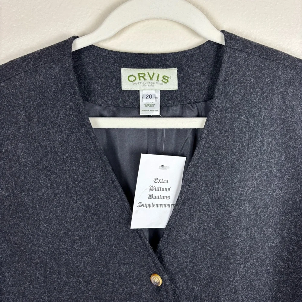 Orvis Dress Women’s Sz 20 Gray Sleeveless Wool Maxi Button Front Modest NWT - Picture 3 of 5